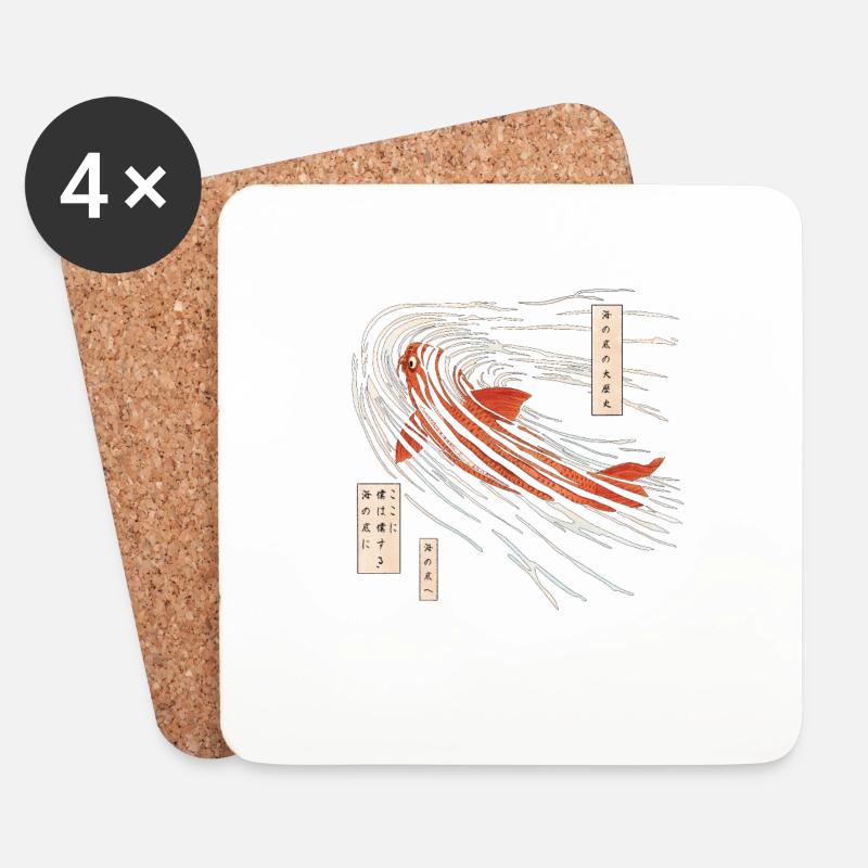 Koi Fisch auf dem Meeresgrund - Untersetzer (4er-Set) - Weiß