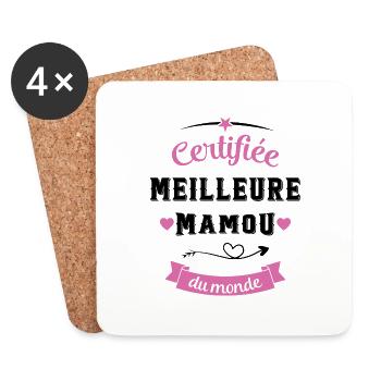 Certifié meilleure mamou du monde cadeau - Dessous de verre (lot de 4) - blanc - Devant