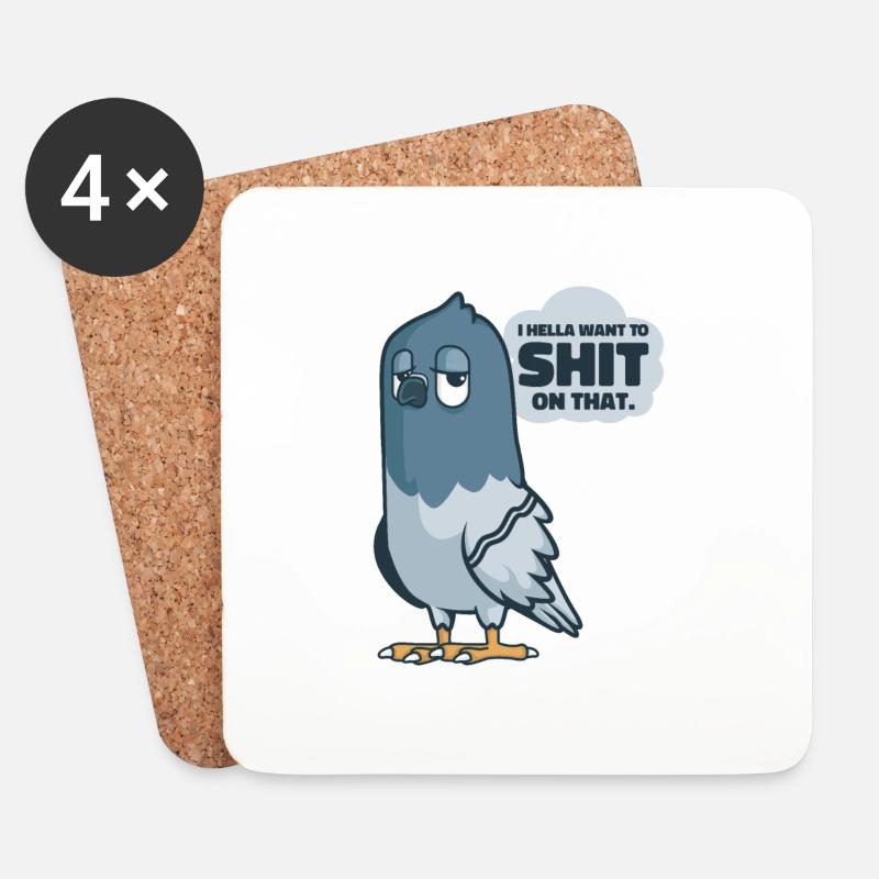 Taube Pooping Comics Vogel Fan Wildlife - Untersetzer (4er-Set) - Weiß