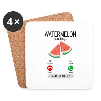 Watermelon is calling - Wassermelonen Wassermelone - Untersetzer (4er-Set) - Weiß - Vorne