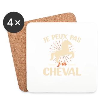 Je Peux Pas J'ai Cheval Équitation Cavalier Poney - Dessous de verre (lot de 4) - blanc - Devant
