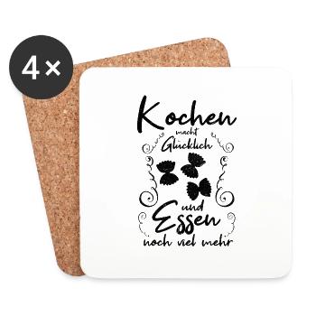 Kochen macht Glücklich Essen noch mehr für Köche - Untersetzer (4er-Set) - Weiß - Vorne