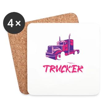 Lady Trucker Chauffeur de camion Camionnage - Dessous de verre (lot de 4) - blanc - Devant