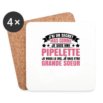 J'ai Un Secret Je Vais Être Grande Soeur - Dessous de verre (lot de 4) - blanc - Devant