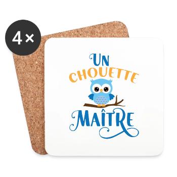 Un chouette maître cadeau fin d'année maître - Dessous de verre (lot de 4) - blanc - Devant