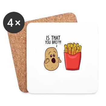 Pommes de terre Français frites est le Du Bro drôle - Dessous de verre (lot de 4) - blanc - Devant