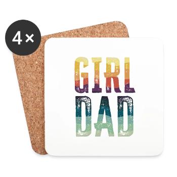 Retro Girl Papa Fête des Pères Cadeau - Dessous de verre (lot de 4) - blanc - Devant