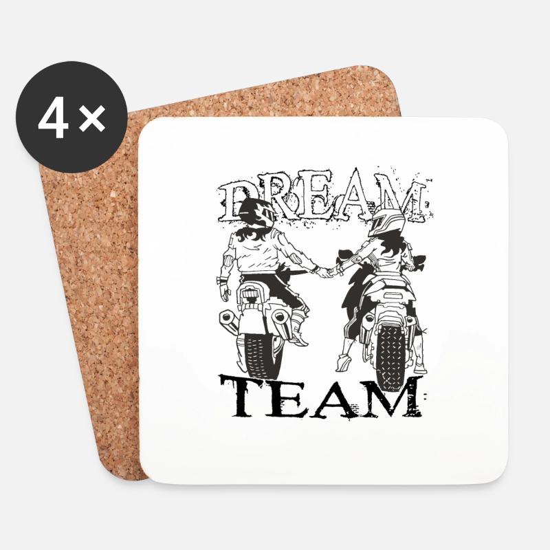 Wir sind ein Dream Team. Partner Tshirt Motorrad - Untersetzer (4er-Set) - Weiß