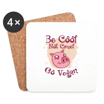 Vegan Animal Welfare Porc Sans Viande Végétarien - Dessous de verre (lot de 4) - blanc - Devant