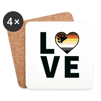 Herz - LGBTQIA Love Bär - Untersetzer (4er-Set) - Weiß - Vorne