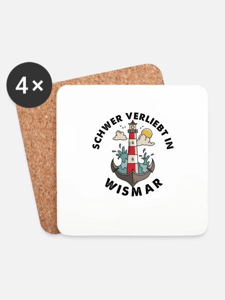 Wismar in Norddeutschland Ostsee Souvenir - Untersetzer (4er-Set) - Weiß