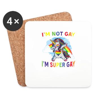 I'm Not Gay I'm Super Gay Unicorn LGBT Proud Flag - Coasters (set of 4) - white - Front