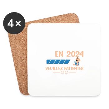 Papy En 2024 Veuillez Patienter - Dessous de verre (lot de 4) - blanc - Devant