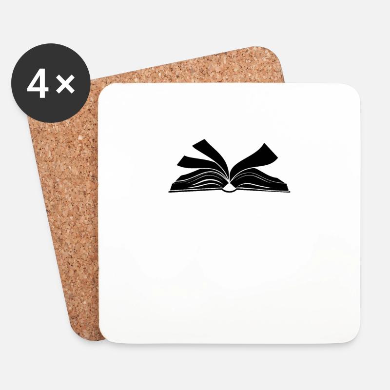 Buch lesen offenes Buch - Untersetzer (4er-Set) - Weiß