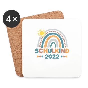 Schulkind 2022 Einschulung Schulanfänger Geschenk - Untersetzer (4er-Set) - Weiß - Vorne