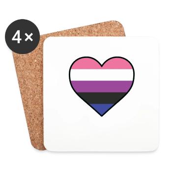 LGBT Heart - LGBTQIA Sexual Fluid - Coasters (set of 4) - white - Front