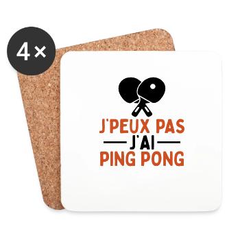 Je Peux Pas J'ai Ping Pong - Dessous de verre (lot de 4) - blanc - Devant