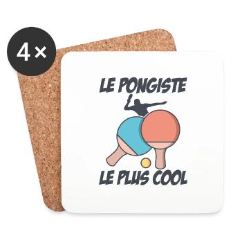 Le Pongiste Le Plus Cool - Dessous de verre (lot de 4) - blanc - Devant