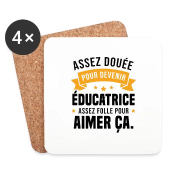 Assez douée pour devenir éducatrice assez folle - Dessous de verre (lot de 4) - blanc - Devant
