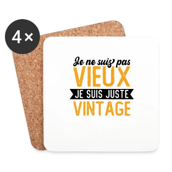 Je Ne suis Pas Vieux Je suis Juste Vintage - Dessous de verre (lot de 4) - blanc - Devant
