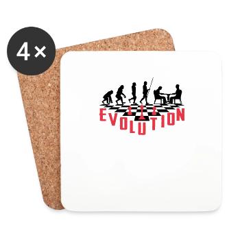 Die Evolution des Schachs - Untersetzer (4er-Set) - Weiß - Vorne