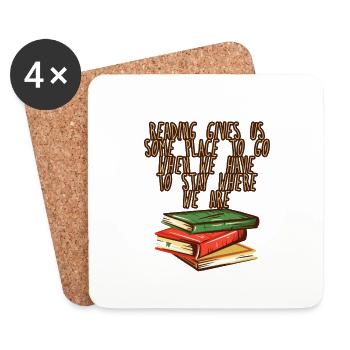 Reading Gives Us Some Place To Go - Coasters (set of 4) - white - Front