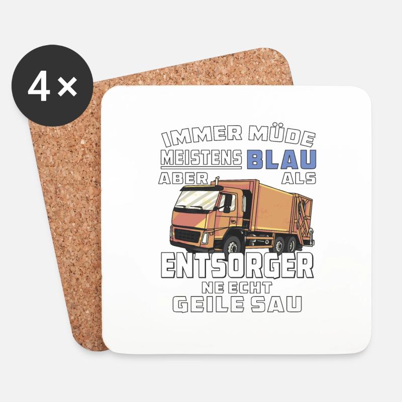 IMMER MÜDE MEISTENS BLAU ENTSORGER - Untersetzer (4er-Set) - Weiß