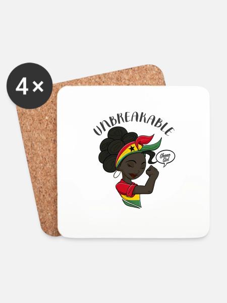 Ghana Girl Unbreakable I Ghana Heritage I Ghana - Untersetzer (4er-Set) - Weiß