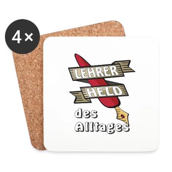 LEHRER HELD DES ALLTAGES - Untersetzer (4er-Set) - Weiß - Vorne