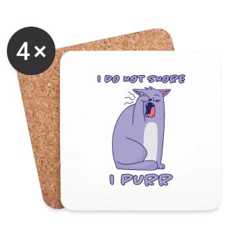 Purring Snoring Funny Saying Cat Gift - Coasters (set of 4) - white - Front