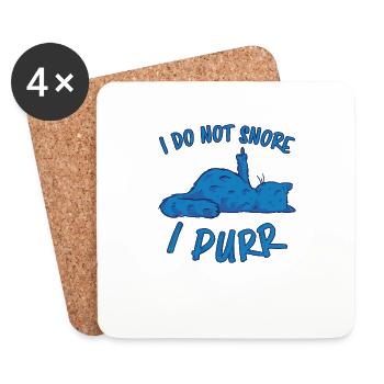 Purring Snoring Funny Saying Cat Gift - Coasters (set of 4) - white - Front