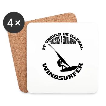 Windsurfer Cadeau Kitesurfer Planche à voile Surf - Dessous de verre (lot de 4) - blanc - Devant