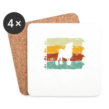 Caniche amoureux des chiens Retro vintage Idée cadeau - Dessous de verre (lot de 4) - blanc - Devant