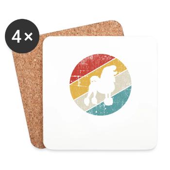 Caniche amoureux des chiens Retro vintage Idée cadeau - Dessous de verre (lot de 4) - blanc - Devant