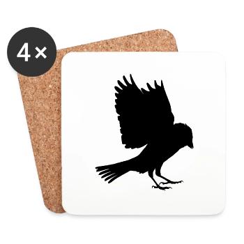 moineau noir - Dessous de verre (lot de 4) - blanc - Devant