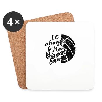 I'll always be her biggest fan - Beach Volleyball - Coasters (set of 4) - white - Front