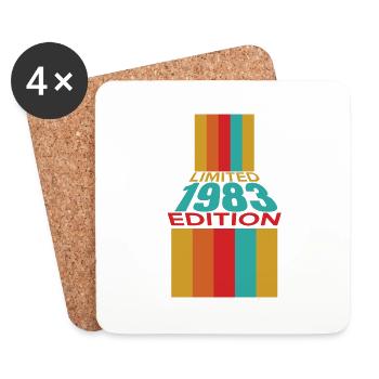 1983 Édition Limitée Rétro Vintage - Dessous de verre (lot de 4) - blanc - Devant
