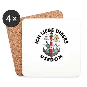 Ich liebe dieses Usedom Ostsee - Leuchtturm Anker - Untersetzer (4er-Set) - Weiß - Vorne
