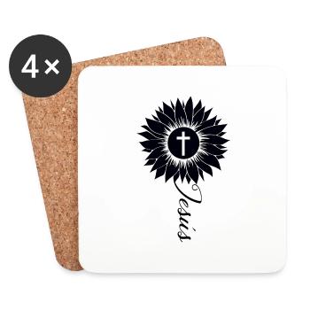 Jésus Religion Dieu Foi Cadeau Tournesol - Dessous de verre (lot de 4) - blanc - Devant