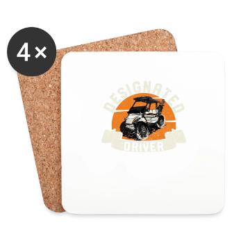 Fun Golf Cart Golfers Driving Car Golfer - Coasters (set of 4) - white - Front