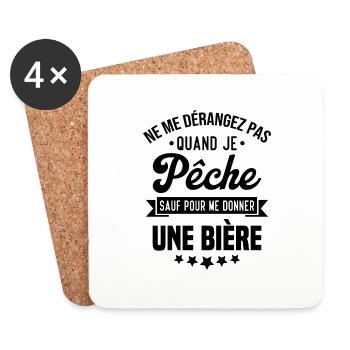 Ne me dérangez pas quand je pêche Humour cadeau - Dessous de verre (lot de 4) - blanc - Devant