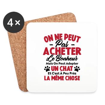 On peut adopter un chat Humour Cadeau - Dessous de verre (lot de 4) - blanc - Devant