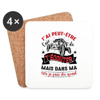 Je T'écoute Pas Dans Ma Tête Je Fais Du Quad - Dessous de verre (lot de 4) - blanc - Devant