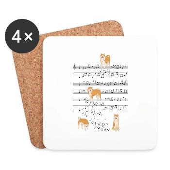 Akita Hund Musik Noten Geschenk - Untersetzer (4er-Set) - Weiß - Vorne