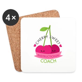 Cherry sweet instructional coach cute funny pun - Coasters (set of 4) - white - Front