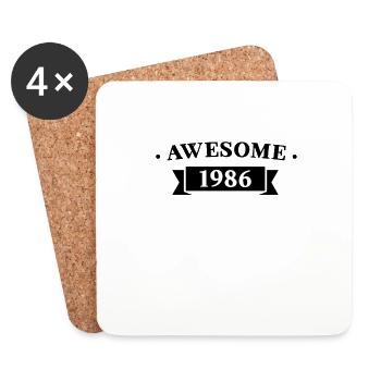 Funny Birthday Awesome 1986 - Coasters (set of 4) - white - Front