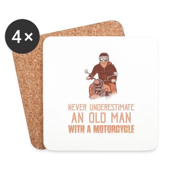 Never Underestimate An Old Man With A Motorcycle B - Untersetzer (4er-Set) - Weiß - Vorne