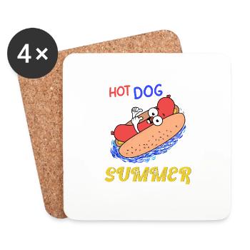 Hotdog Sommerurlaub lustig - Untersetzer (4er-Set) - Weiß - Vorne
