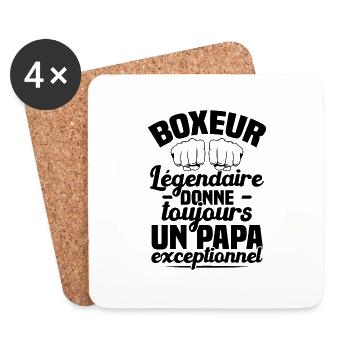 Boxeur Légendaire Donne Toujours Papa Exceptionnel - Dessous de verre (lot de 4) - blanc - Devant