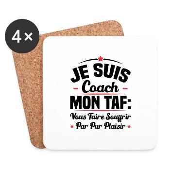 Je suis coach, Humour cadeau sportif coach - Dessous de verre (lot de 4) - blanc - Devant